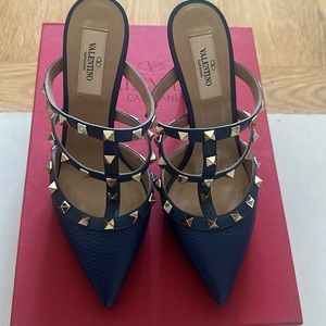 Blue Valentino Rockstud Mules